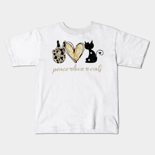 Peace Love Cats Kids T-Shirt